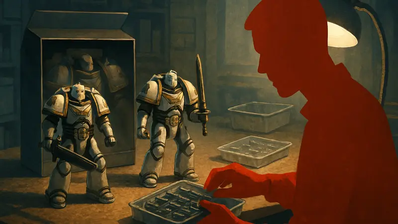 Фигурки бойцов Мор Дейтан из Warhammer: The Horus Heresy в процессе распаковки JoyToy