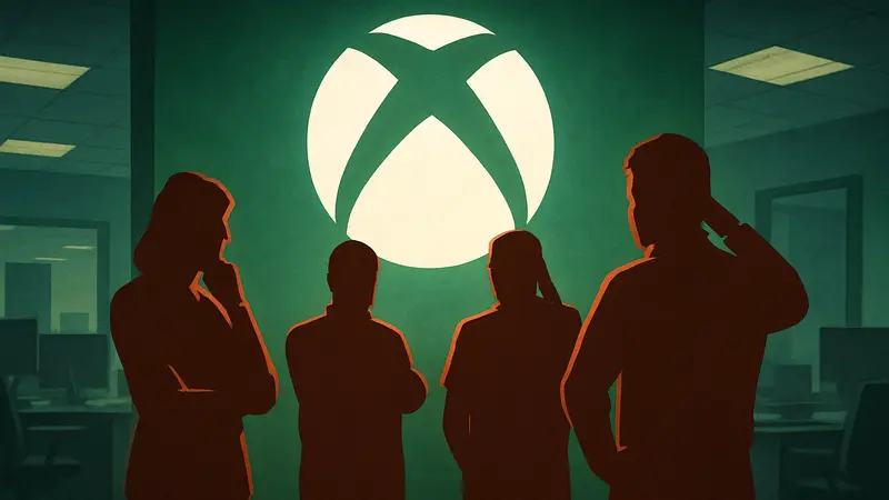 Логотип Xbox на фоне концепта кампании "Это Xbox", символизирующей внутреннее недовольство.