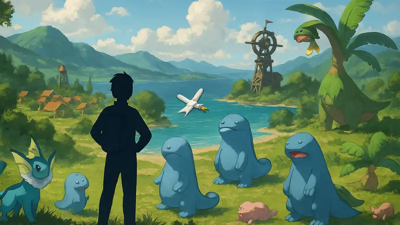 Арт Pokemon Winds and Waves, покемоны и элементы MMO-игры, концепт-арт мира.