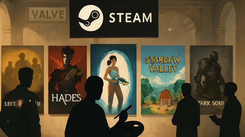 Распродажа Steam, поддержка человеческих художников, логотип Valve и игры