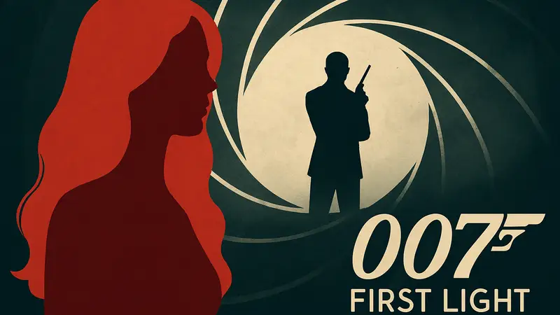 Лана Дель Рей и логотип игры 007 First Light на фоне символики Джеймса Бонда