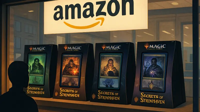 Командирские колоды MTG Secrets of Strixhaven на витрине магазина Amazon