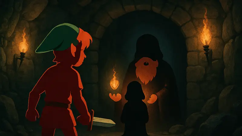 Классическая сцена из The Legend of Zelda, где персонаж говорит "Опасно идти одному".