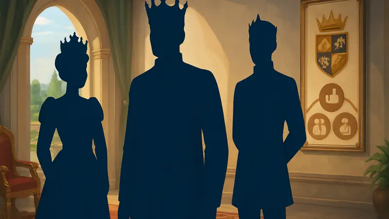 Скриншот из The Sims 4 Royalty & Legacy Dynasty, показывающий симов в королевских нарядах и элементы новой династической системы