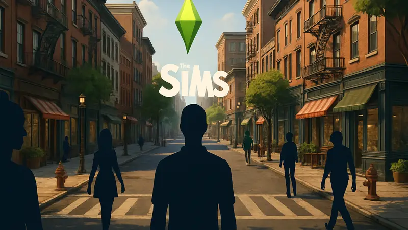 Игровой скриншот: детализированный район Нью-Йорка в The Sims 4, созданный игроком.