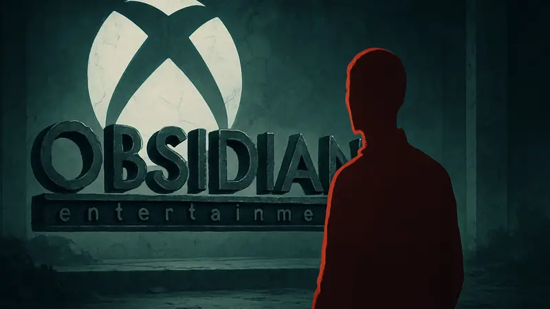 Логотип Obsidian Entertainment на фоне логотипа Xbox, символизирующий неопределённое будущее студии в игровой индустрии.