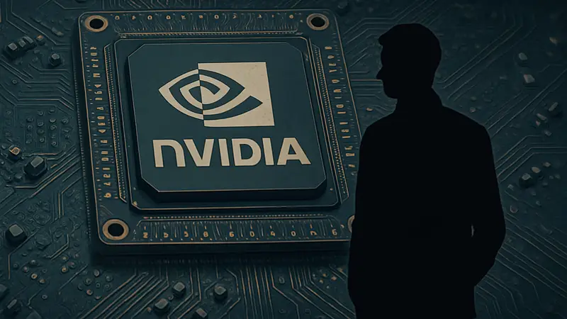 Логотип Nvidia на фоне микросхемы или графического процессора