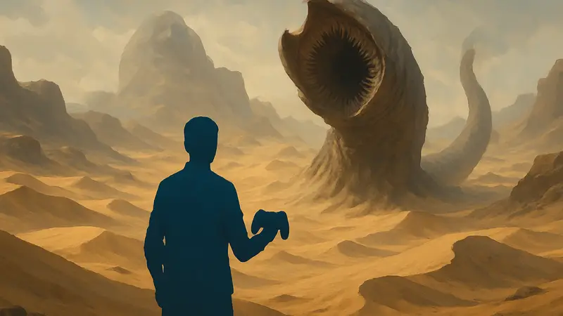 Геймплейный скриншот Dune Awakening на консолях, песчаные черви