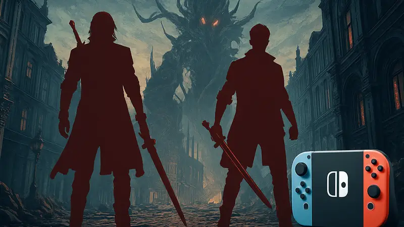Обложка Devil May Cry 5 Devil Hunter Edition с Данте и Неро для Nintendo Switch 2