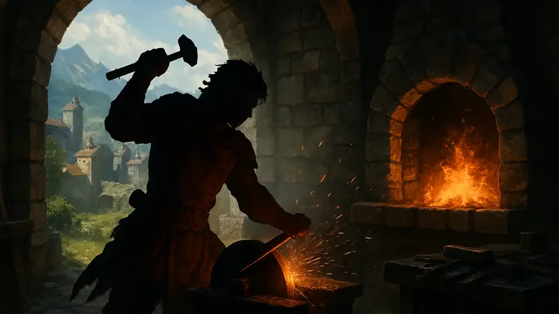 Герой Crimson Desert использует Кузницу или Точильный камень для улучшения снаряжения.