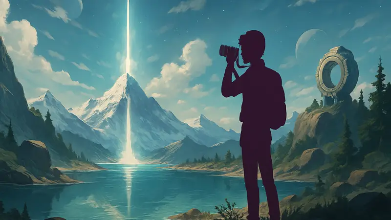 Красивый арт из игры OPUS: Prism Peak с элементами Sci-Fi