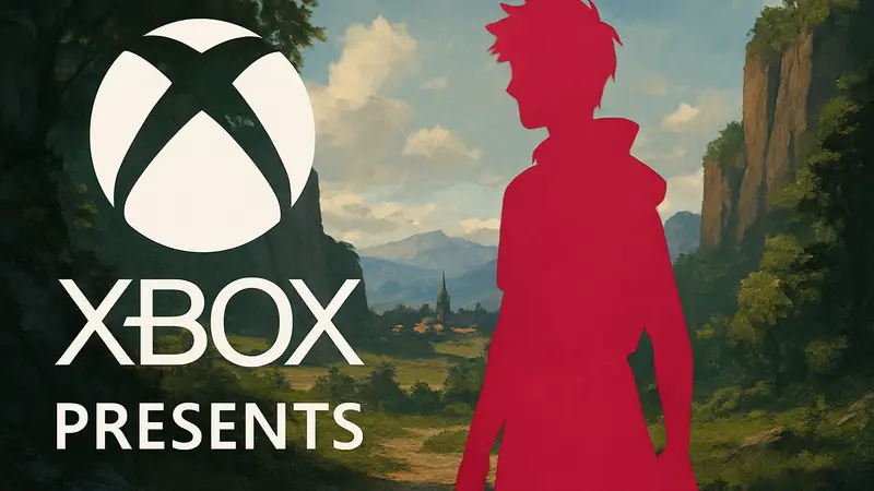 Логотип Xbox Presents с силуэтом персонажа из Stranger Than Heaven, символизирующий анонс шоу.