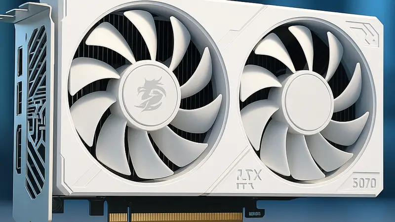 Белая видеокарта Colorful iGame Mini W RTX 5070, демонстрирующая компактный размер.