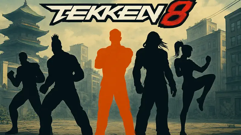 Логотип Tekken 8 и изображения нескольких бойцов, символизирующие новое обновление