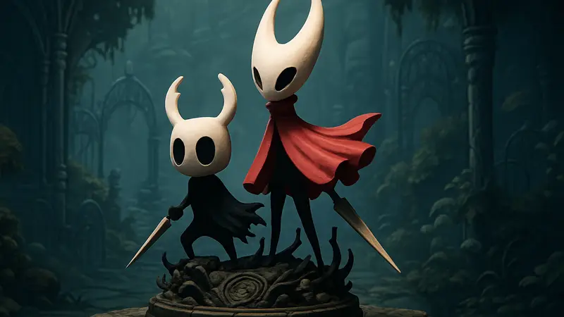 Статуя Рыцаря и Чистого Сосуда из игры Hollow Knight от 27abyss Studio