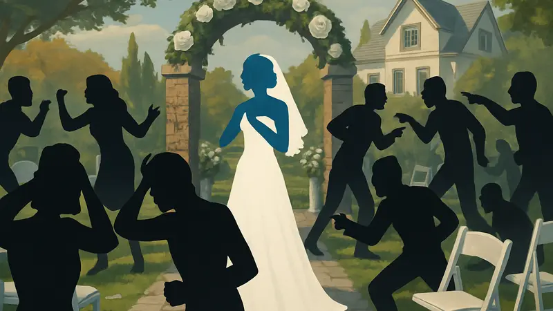 Неудачная свадьба симов в игре Sims 4, гости в хаосе и ссорах