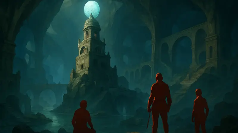 Изображение концепт-арта мегаподземелья Jewel in the Sky от Монте Кука для RPG