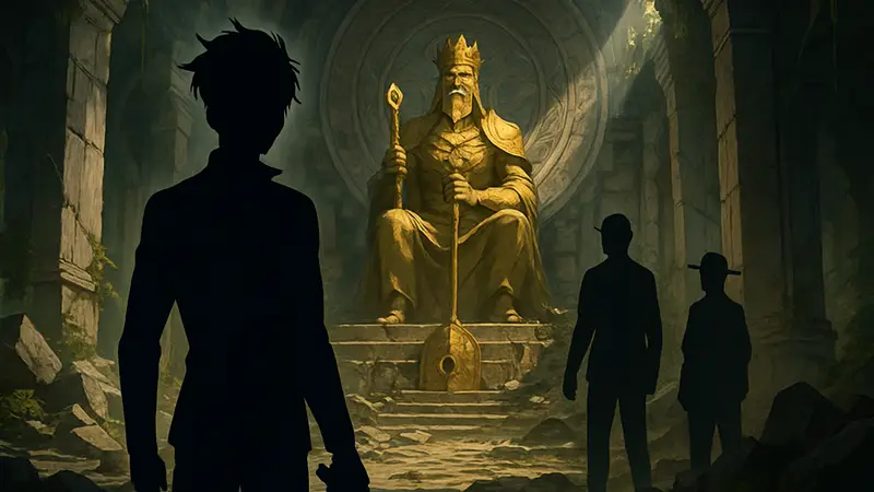 Аниме-постер Tomb Raider King от Crunchyroll, стилистически напоминающий Solo Leveling.