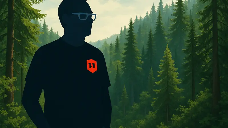 Тим Суини, глава Epic Games, стоит на фоне густого леса