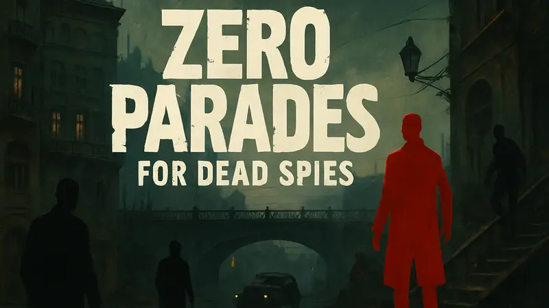 Логотип игры Zero Parades: For Dead Spies от студии ZA/UM, создателей Disco Elysium, на темном фоне.