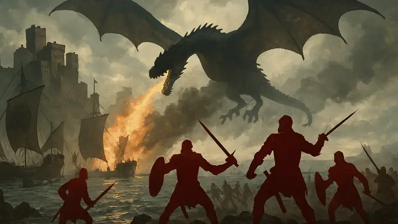 Кадры из сериала "Дом Дракона" с изображением Битвы в Глотке.