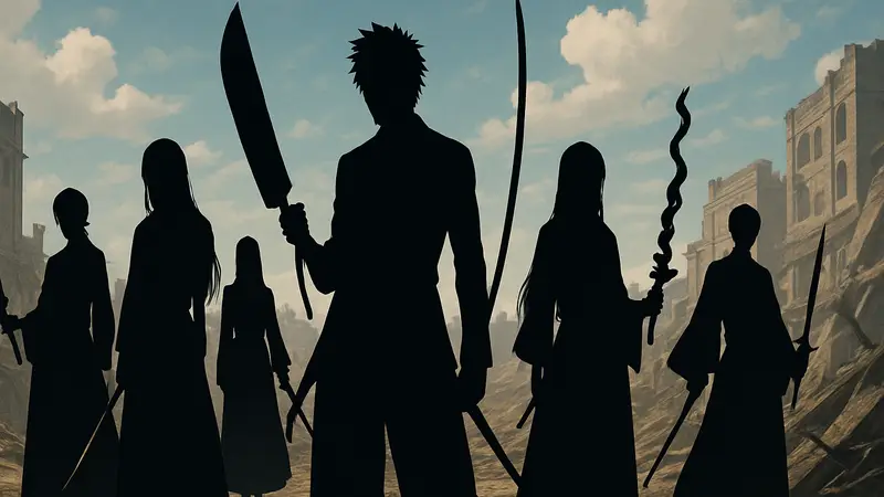 Главные персонажи аниме Bleach демонстрируют свои уникальные духовные мечи Занпакто.