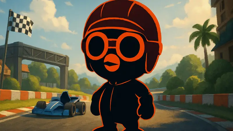 Пингвиненок Пороро в гоночном костюме из KartRider Rush+