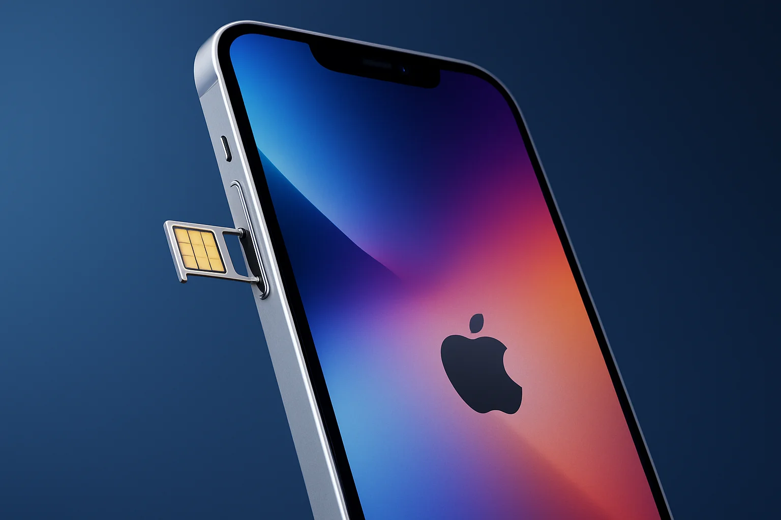 Изображение смартфона iPhone Air с отчетливо видимым физическим слотом для SIM-карты сбоку корпуса.
