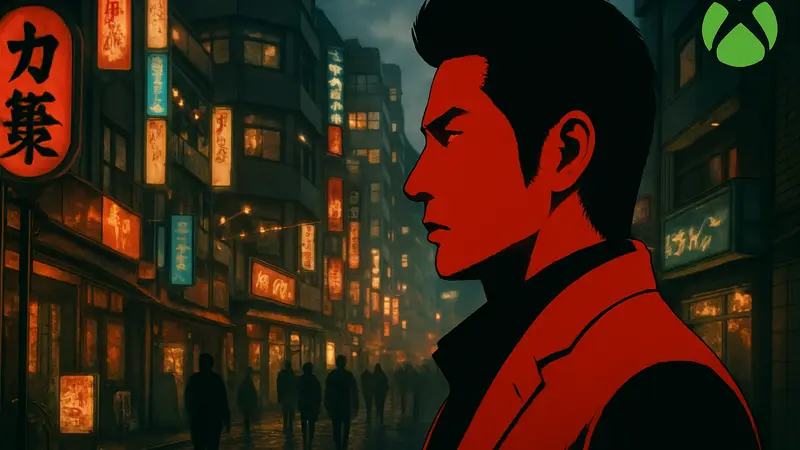 Обложка игры Yakuza Kiwami 3 & Dark Ties с изображением главного героя Кирю Кадзумы.