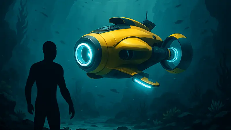 Изображение транспорта Tadpole с улучшением глубины в Subnautica 2.