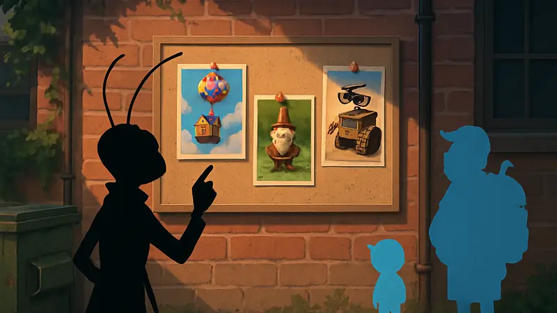 Пасхалка из фильма "Hoppers", связывающая его с другими мультфильмами Pixar: "Вверх", "Лайтфут", "ВАЛЛ-И".