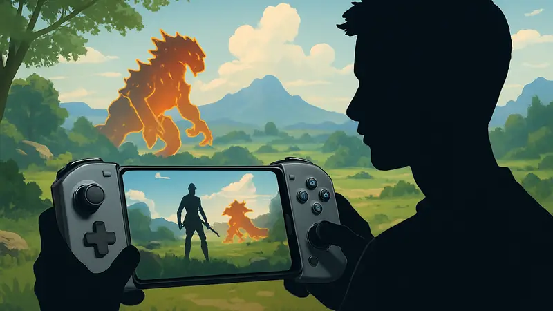 Смартфон OnePlus Ace 6 Ultra с прикрепленным игровым контроллером, готовый для мобильных игр.