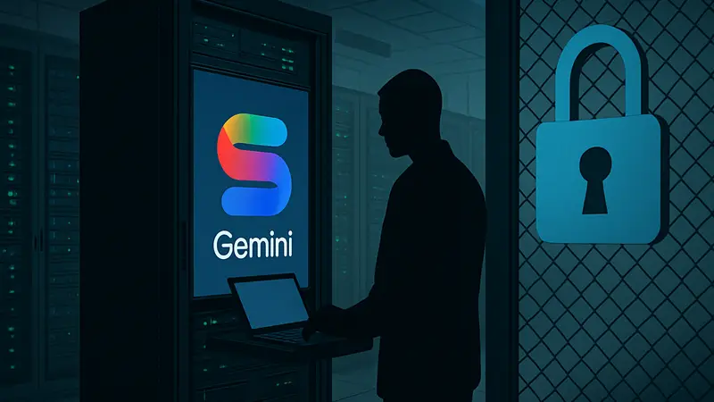 Модель ИИ Google Gemini, работающая на изолированном сервере, концепт безопасности