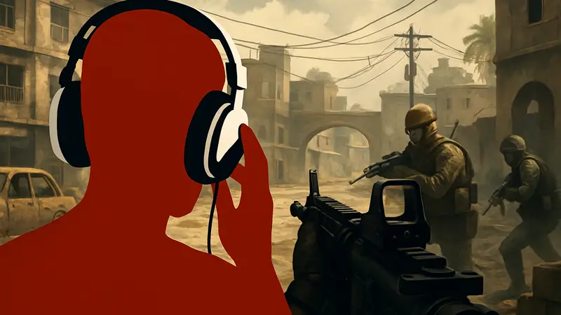 Игрок в наушниках слушает ASMR звуки голосового чата Call of Duty Modern Warfare 2.