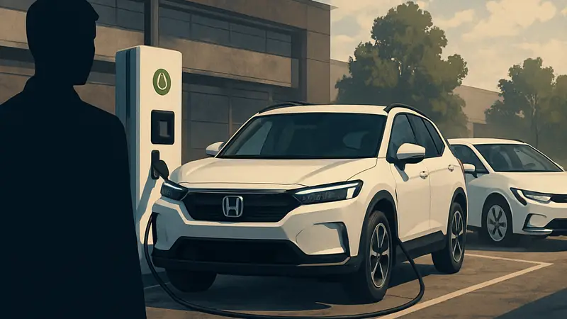 Автомобили Honda на зарядной станции, символизирующие решение компании по электромобилям