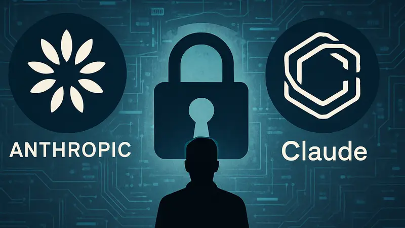 Логотипы Anthropic и Claude на фоне цифрового интерфейса, символизирующего блокировку доступа.