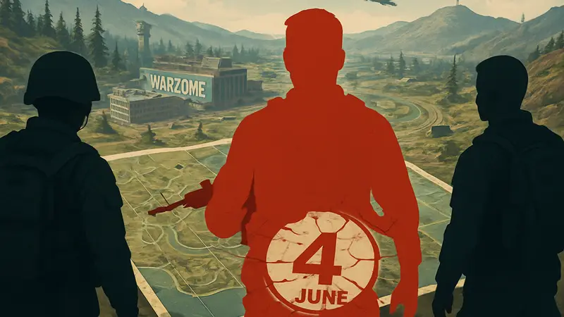 Игроки Call of Duty: Warzone на фоне карты, символизирующей конец поддержки старых платформ 4 июня.