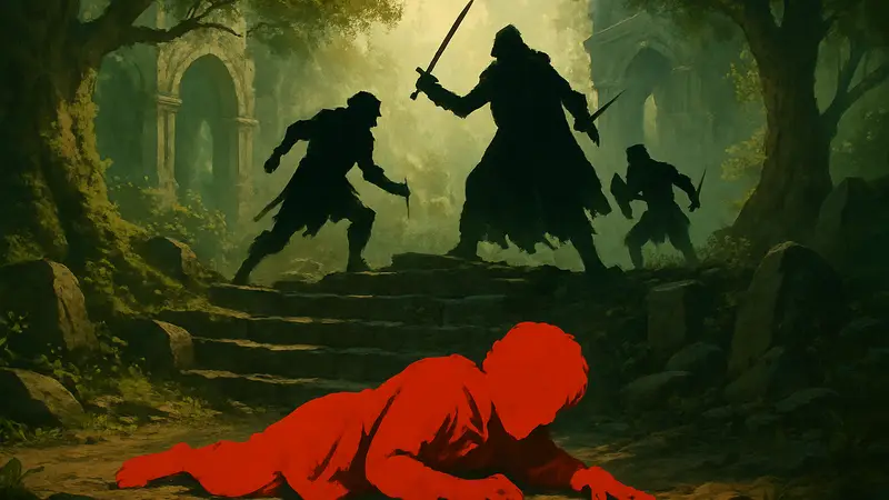 Скриншот из ролевой игры Lord of the Rings RPG, где виден Фродо, возможно, в критической ситуации, с продолжением боя