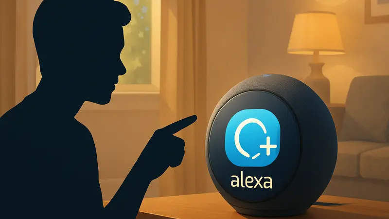 Умная колонка Amazon Echo Dot Max, демонстрирующая взаимодействие с Alexa+.