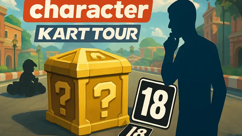 Логотип Mario Kart Tour и возрастные рейтинги ESRB/PEGI. Мобильная игра с лутбоксами.