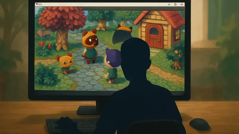 Скриншот Animal Crossing с GameCube, запущенный на ПК, интерфейс эмулятора.