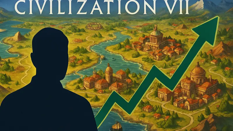 Скриншот из Civilization VII, показывающий карту мира и города, на фоне всплеска популярности игры.