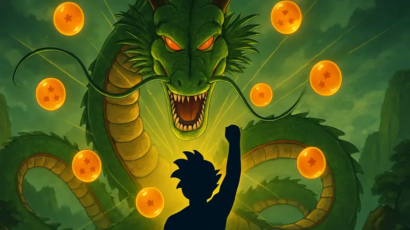 Шенрон, дракон из Dragon Ball, исполняющий желание.