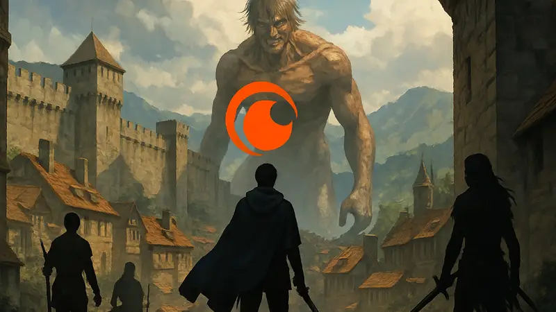 Аниме Crunchyroll 2027: иллюстрация, напоминающая Attack on Titan и Vinland Saga.