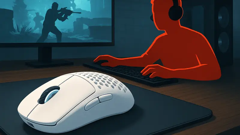 Игровая мышь Logitech Superstrike на коврике, геймер играет, технологии для гейминга