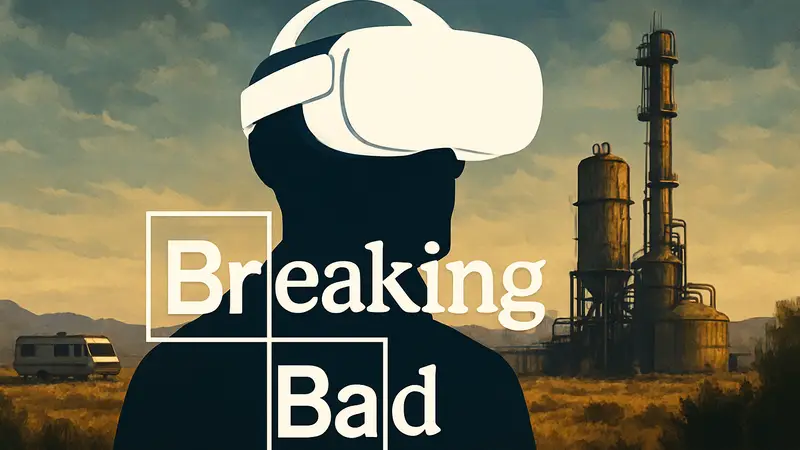 Логотип сериала Breaking Bad с элементами VR-шлема, символизирующий отмененную игру
