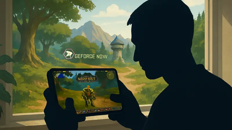 Игрок World of Warcraft Classic играет на мобильном устройстве через GeForce Now