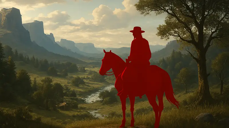Кадр из Red Dead Redemption 2, демонстрирующий атмосферный пейзаж Дикого Запада