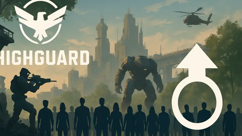 Логотип шутера Highguard и инфографика с числом игроков до закрытия серверов