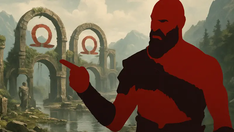 Кристофер Джадж в образе Кратоса из God of War, намекающий на ремейк трилогии.